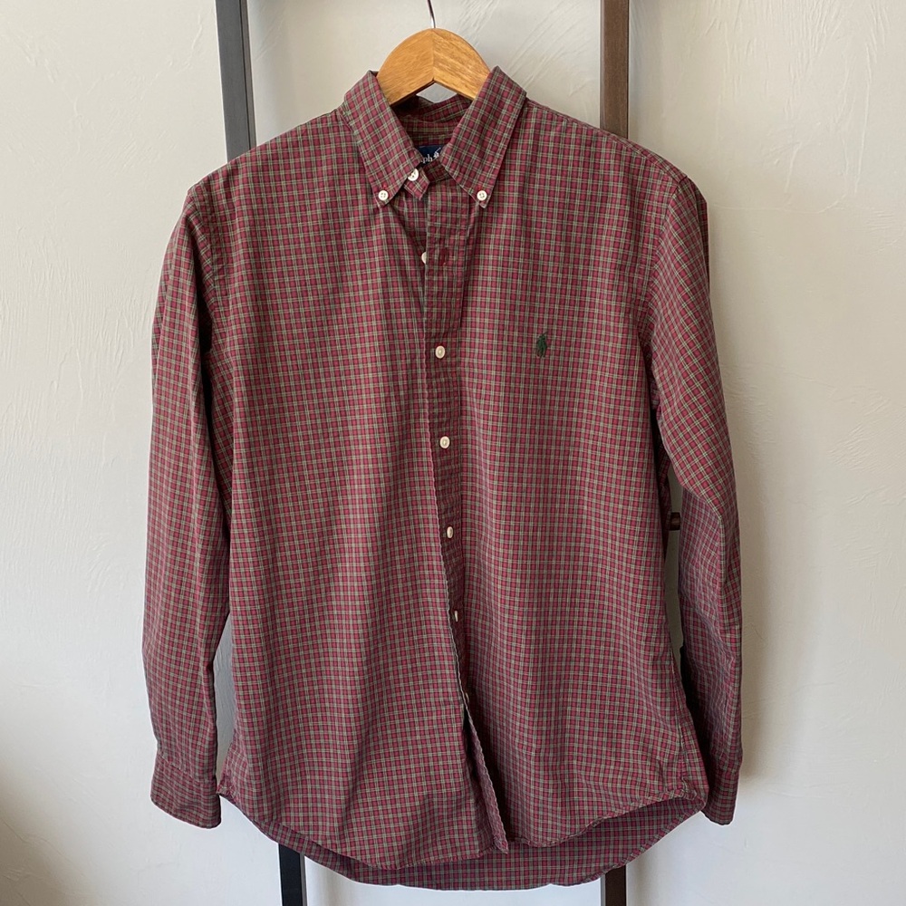 Ralph Lauren Red and Green Plaid Button-Down Shirt